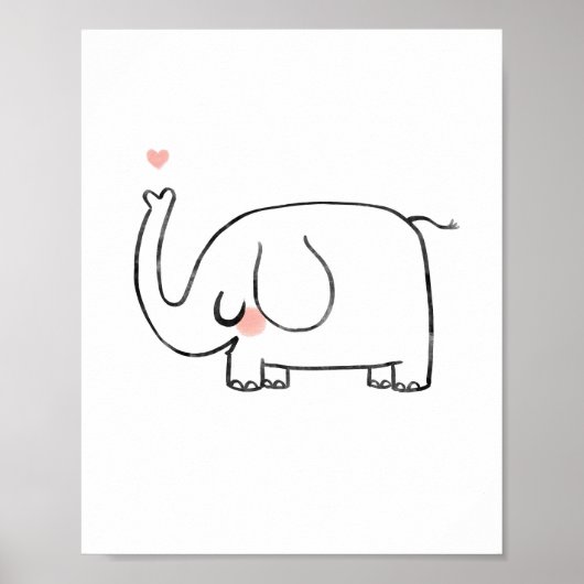 Elefantes Kinderzimmer niedliche Wandkunst Herz Poster (Vorne)