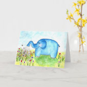 Elefantgrußkarte Karte (Gelbe Blume)