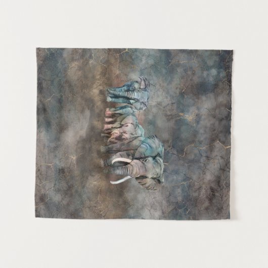 Elefantherde Digital-Kunst Wandteppich (Vorderseite (Horizontal))