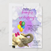 Elefantisches Dschungeltier-neutrales Mädchen glüc Einladung (Vorderseite)