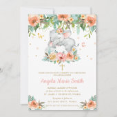 Elefantisches Pfirsichrosa Taufbecken Christentum Einladung (Vorderseite)