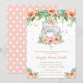 Elefantisches Pfirsichrosa Taufbecken Christentum Einladung