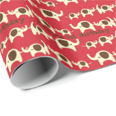 Elefantmuster des 1. ersten Geburtstages des Babys Geschenkpapier (Rolleneckpunkt)