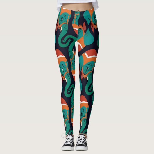 Elefantmuster DruckLeggings Leggings (Vorderseite)