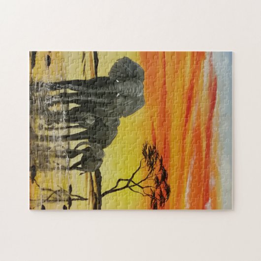 Elefantsonnenuntergang Puzzle (Horizontal)