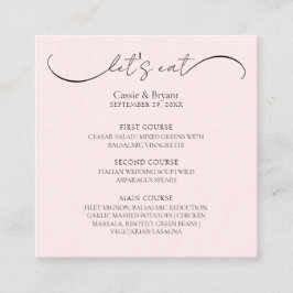 Elegamt Blush Pink Wedding Menu Karte