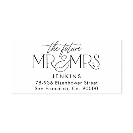 Elegan Future Mr. and Mrs Address Wedding Permastempel (Design)