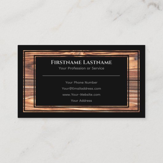 Elegan gerahmtes Holzkorn im Holzstil Visitenkarte (Rückseite)