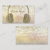 Elegan Glitzer Headphone DJ Bokeh Visitenkarte (Vorne/Hinten)