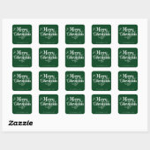 Elegan Green frohe Weihnachten Retro-Script Custom Quadratischer Aufkleber (Blatt)
