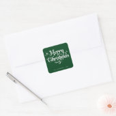 Elegan Green frohe Weihnachten Retro-Script Custom Quadratischer Aufkleber (Umschlag)