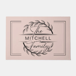Elegan Mit Monogramm Blush Pink - Familienname Fußmatte