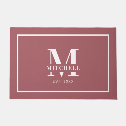 Elegan Mit Monogramm Dusty Button Custom Familienn Fußmatte (Vorderseite)