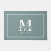 Elegan Mit Monogramm Sage Green Custom Familiennam Fußmatte (Vorderseite)
