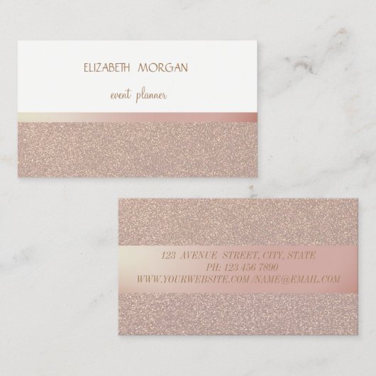Elegan Modern Simple Glittery Bokeh Pink Streifen Visitenkarte (Vorne/Hinten)