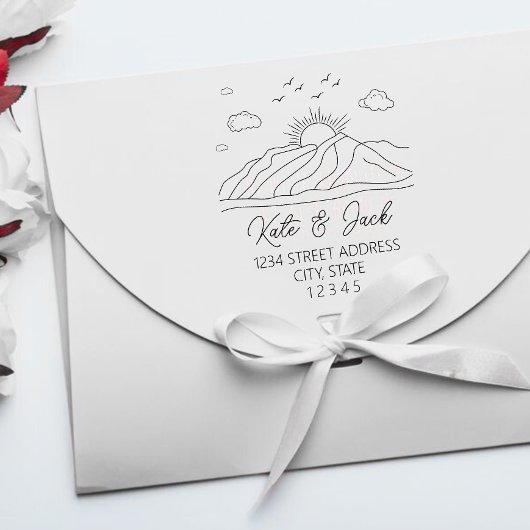 Elegan Mountains Wedding Rücksendeadresse Gummistempel
