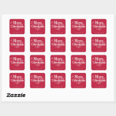 Elegan Red Merry Christmas Retro Script Custom Quadratischer Aufkleber (Blatt)