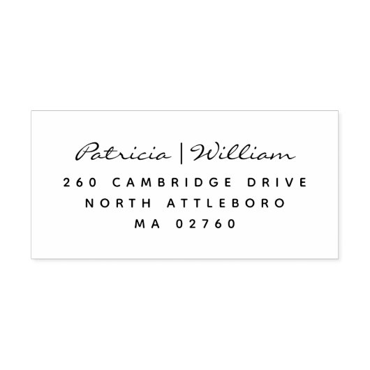 Elegan Script Two Names Simple Rücksendeadresse Gummistempel (Prägung)