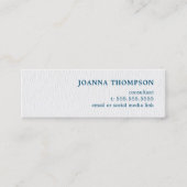 Elegan Simple Texture White Blue Consultant Mini Visitenkarte (Vorderseite)
