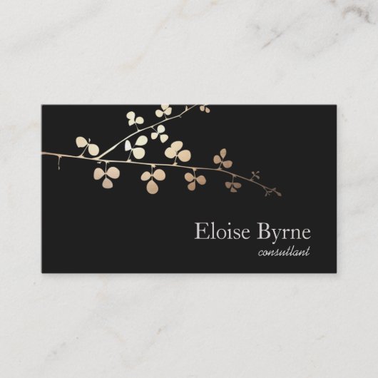 Elegan Tree Branch Gold und Black Visitenkarte (Vorderseite)