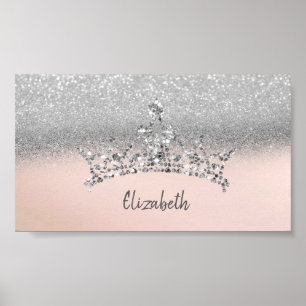 Elegan Trendy Silver Glitzer Tiara Poster