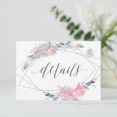 Elegan Watercolor Floral Geometric Wedding Details Einladung (Stehend Vorderseite)