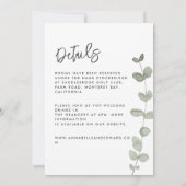 Elegan Wedding Eukalyptus Details, Einladung chic (Rückseite)