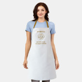 Elegan White Gold Custom Company Logo Mit Monogram Schürze (Getragen)