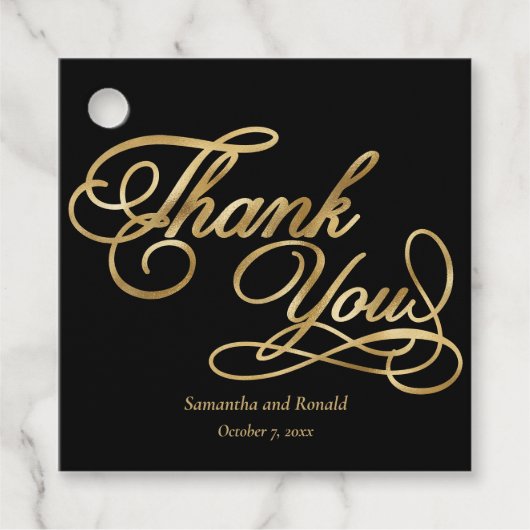 EleganBlack and Imitats Gold Calligraphy Vielen Da Geschenkanhänger (Vorderseite)