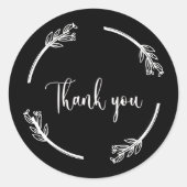 EleganBlack Dankeschön-Script-Aufkleber Runder Aufkleber (Vorderseite)