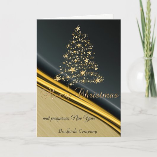 EleganBlack, Imitate Gold Weihnachtsbaum, Firma Feiertagskarte (Vorderseite)