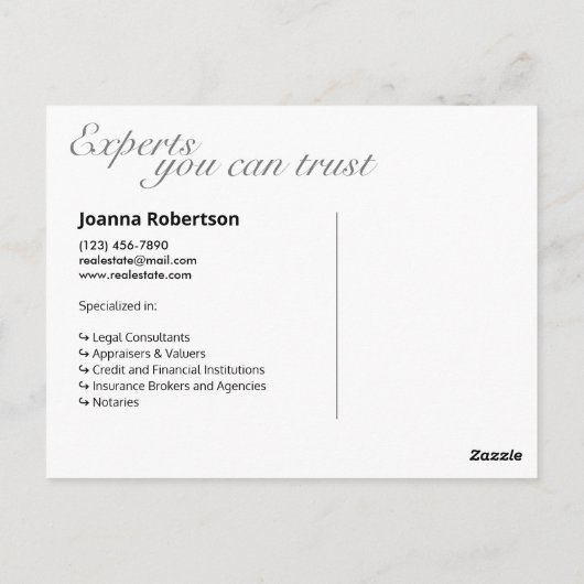 EleganBlack Just verkauft echte Anwesen-Vorlage Postkarte (Rückseite)