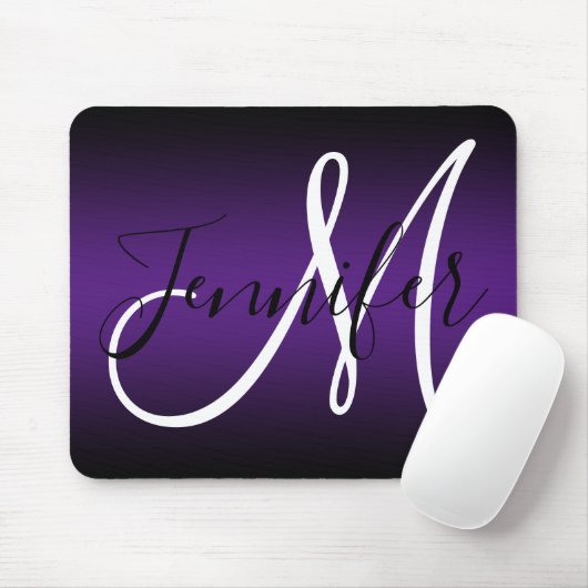 EleganBlack und Royal Lila Ombre Monogram Mousepad (Mit Mouse)