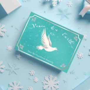 Eleganblau und silber "Weltfrieden" Weihnachten Postkarte