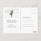 EleganBlue 3 Foto Calligraphy Weihnachten Postkarte (Rückseite)