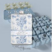 EleganBlue n White Floral Classic Bridesmaid Flachmann