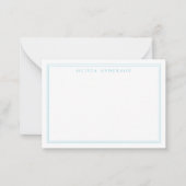 EleganBlue Two Border Minimalistisch Monogram Name Mitteilungskarte (Vorderseite)