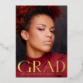 EleganBold Classy Grad Foto Announcement Card Folieneinladung (Vorderseite)