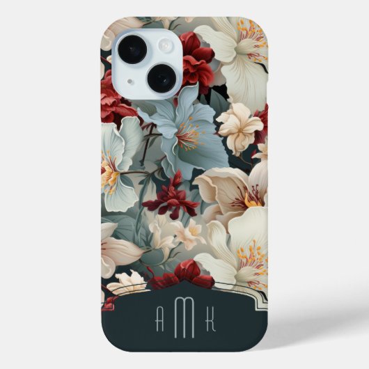 EleganBold Floral mit Custom Monogram Case-Mate iPhone Hülle (Rückseite)