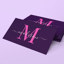 EleganBold Monogram Pink Typografy Feminine Visitenkarte