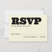 EleganBold UAWG Typografy Black Ecru Wedding RSVP Karte (Vorderseite)