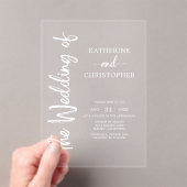 EleganBold White Script Wedding Clear Acryleinladungen (Insitu (Handheld))