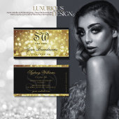 Eleganbraun Gold Glitzer Stars Monogram Black Visitenkarte