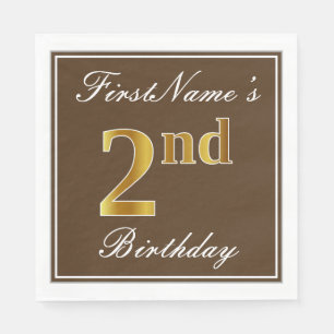 Eleganbraun, Imitate Gold 2. Geburtstag; Individue Serviette