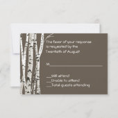 Eleganbraun mit Birch Trees Wedding RSVP Card (Vorderseite)
