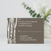 Eleganbraun mit Birch Trees Wedding RSVP Card Karte (Stehend Vorderseite)