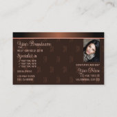 Eleganbraun mit Foto und Chic Monogram Muster Visitenkarte (Rückseite)