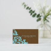 Eleganbraun und Vintag blauer Damaskus Visitenkarte (Stehend Vorderseite)