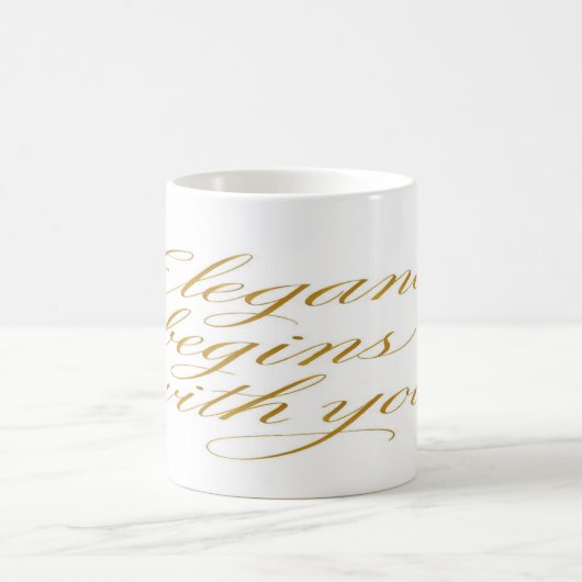 Elegance Begins With You – Gold Calligraphy  Kaffeetasse (Mittel)