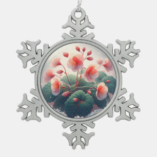 Elegance Begonia Blume Schneeflocken Zinn-Ornament